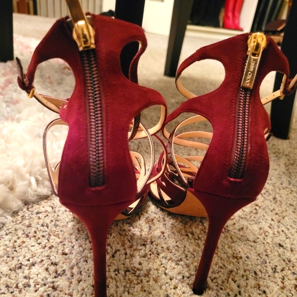 Jimmy Choo Strappy Sandals. Burgundy - Picture 1 of 3
